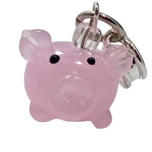 Pink Pig Glass European Slider Bead Charm For Bracelet Necklace Lampwork